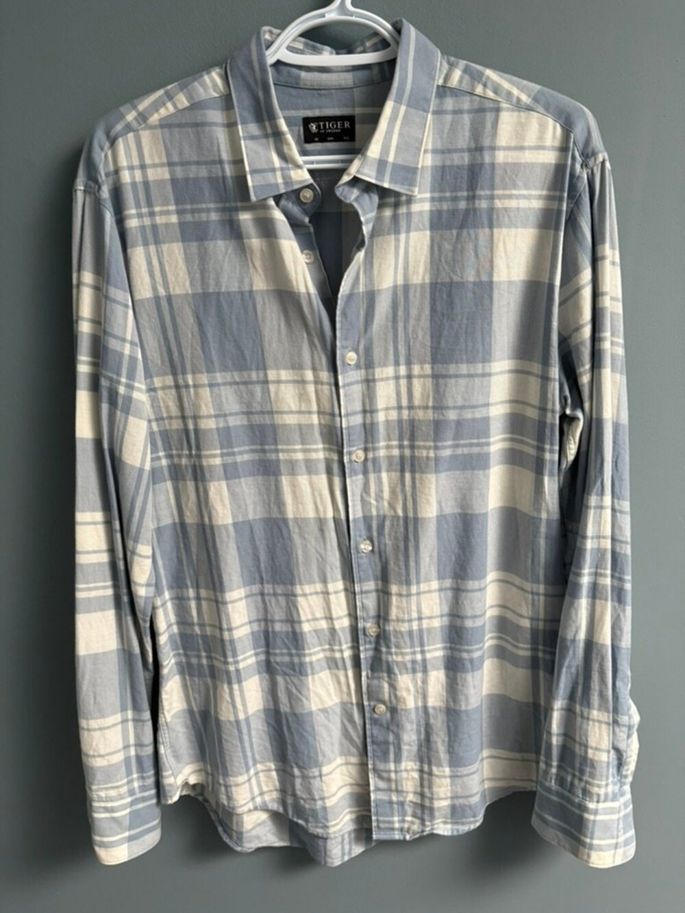 White and Blue Tiger of Sweden Button Down